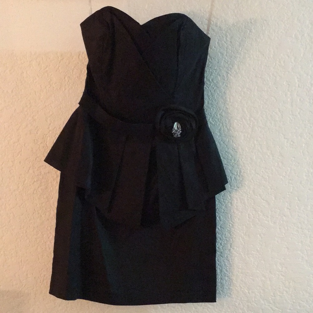 Black peplum cocktail dress